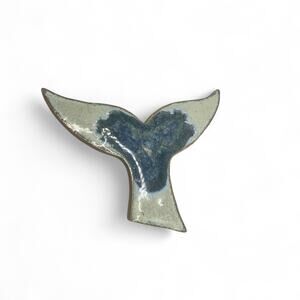 Dock 6 Pottery Whale Tail Stoneware Coaster Trivet Blue Crackled Glass Geode 6"